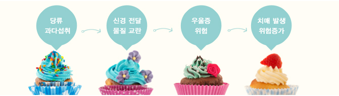 당류과다섭취는 신경전달물질을교란시켜 우울증 위험을 주고 치매 발생 위험이 증가한다