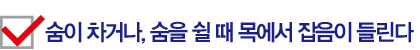 숨이 차거나, 숨을 쉴 때 목에서 잡음이 들린다