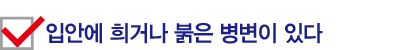 입안에 희거나 붉은 병변이 있다